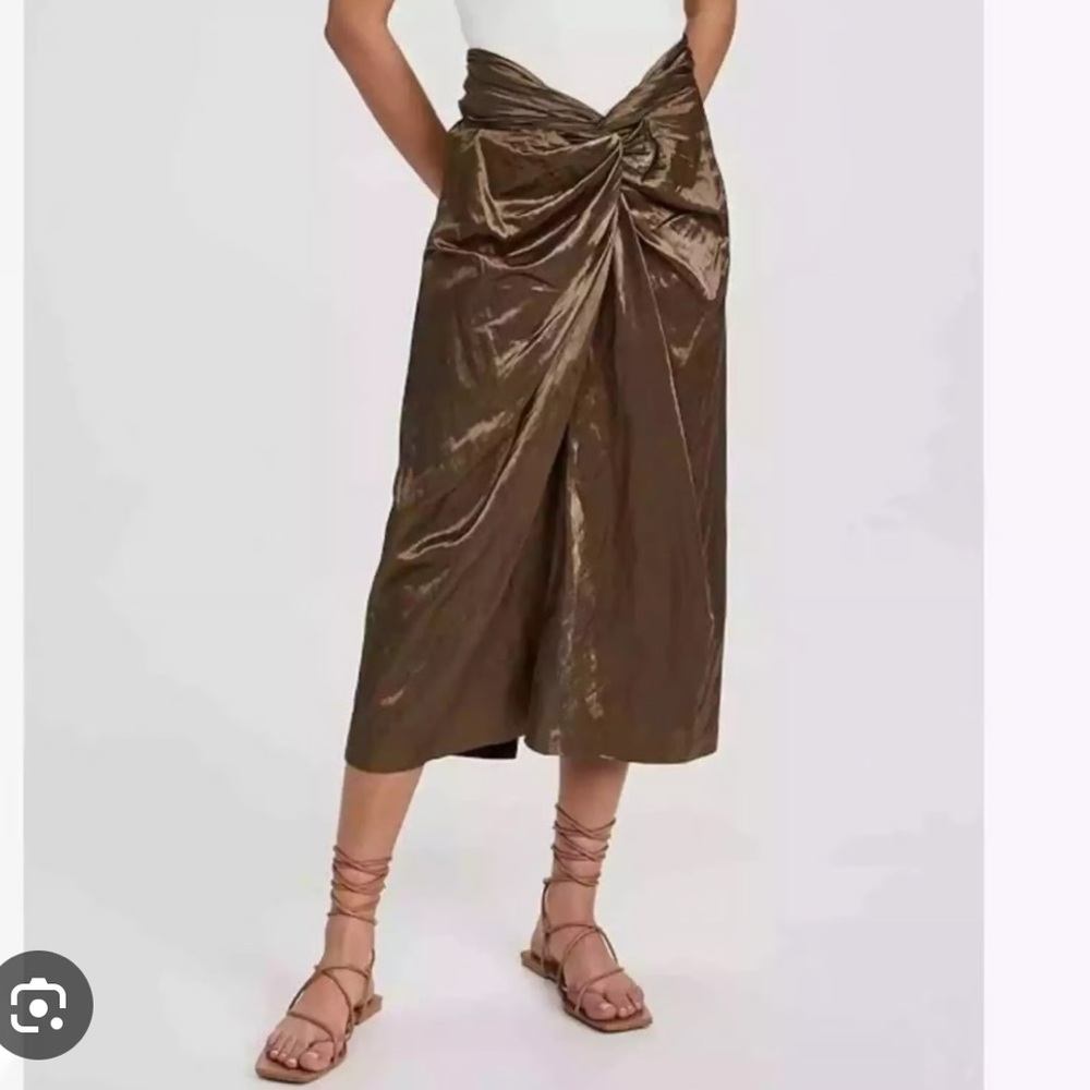 Vince satin metallic Maxi Skirt with twist Detail